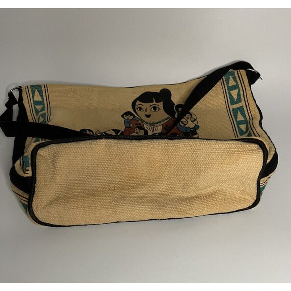 Storyteller Canvas Big Tote Bag Western Southwestern Native Ethnic Zip - Picture 11 of 12